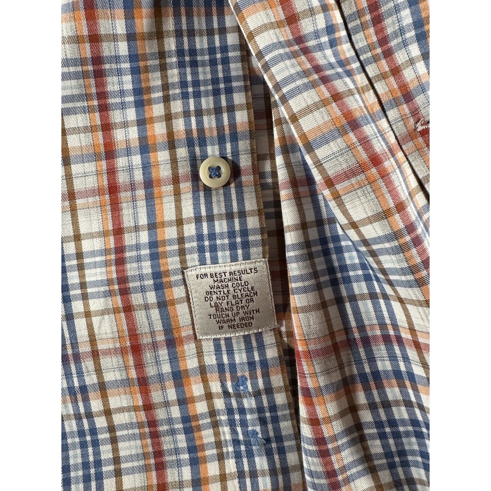Peter Millar Shirt Adult Large Orange Multicolor Tartan Plaid Button Down Men's - Picture 5 of 12